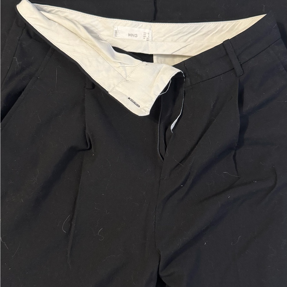 Mango Black Pants with Cream Waistband Detail